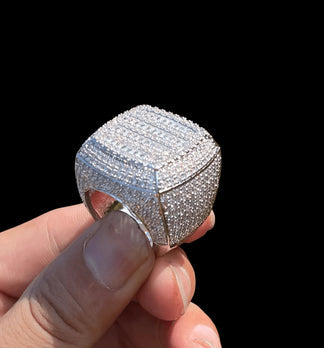 Miami Ice Cushion Prong Baguette Top Iced Out Ring