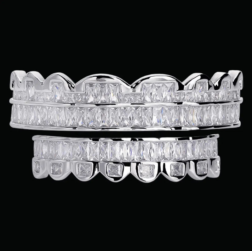 Miami Ice Baguette Iced Out Diamond Grillz