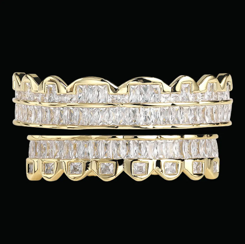 Miami Ice Baguette Iced Out Diamond Grillz