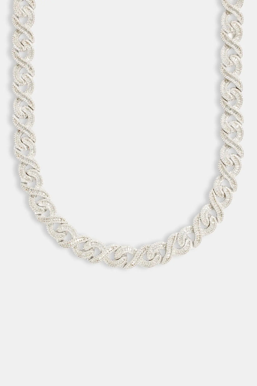 Miami Ice 15mm Iced Baguette Infinity Chain - White Gold