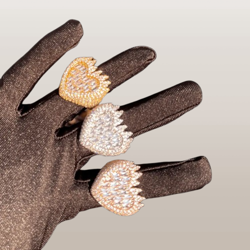Miami Ice Flamy Heart Iced Out Ring