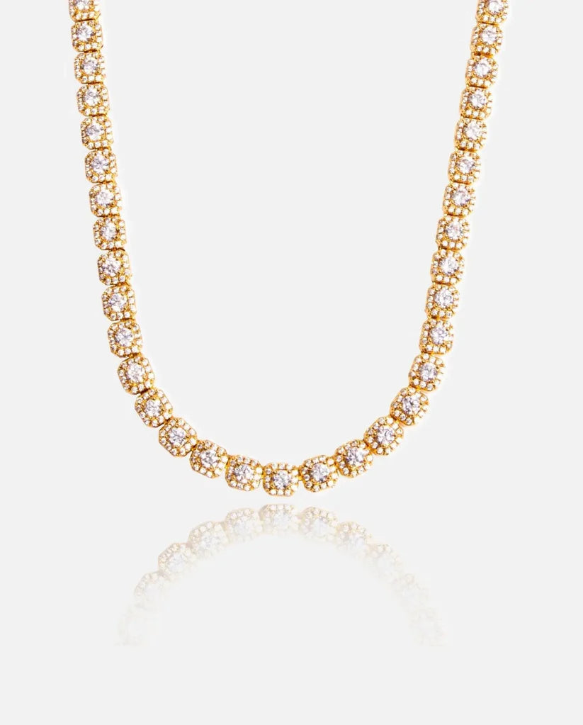 Miami Ice Clustered Tennis Chain - Gold