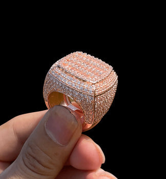 Miami Ice Cushion Prong Baguette Top Iced Out Ring