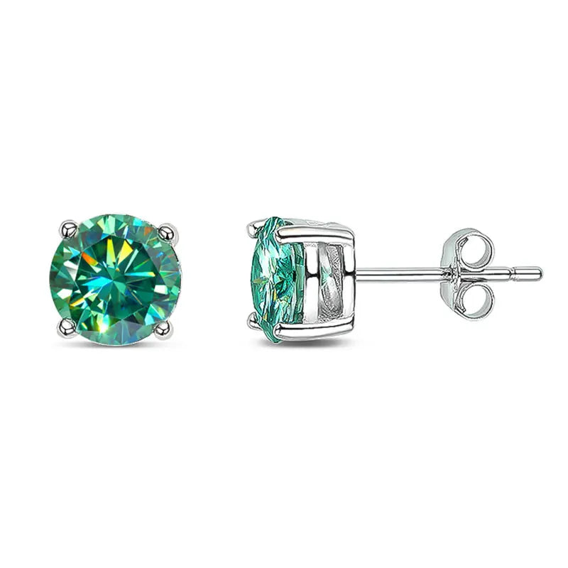 Miami Ice Green Vvs Round 1ct Earrings - White Gold Vermeil