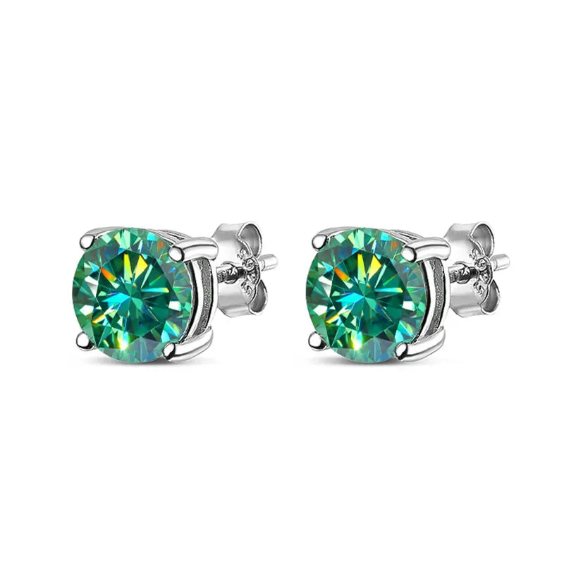 Miami Ice Green Vvs Round 1ct Earrings - White Gold Vermeil