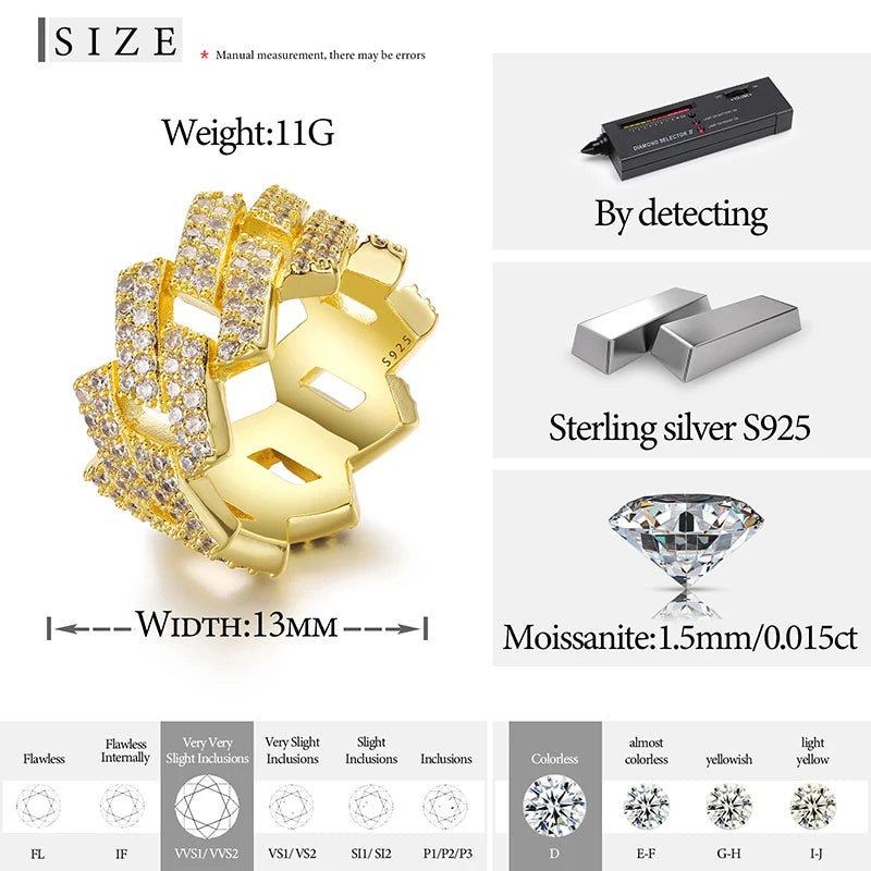 Luxury Sterling Silver 925 Cuban Ring for Men