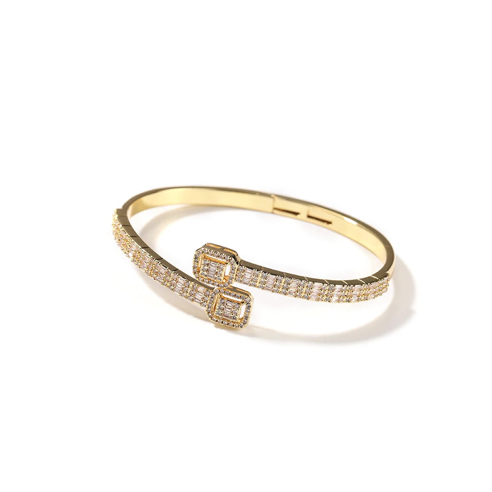 Miami Ice Baguette Bangle Bracelet - Gold