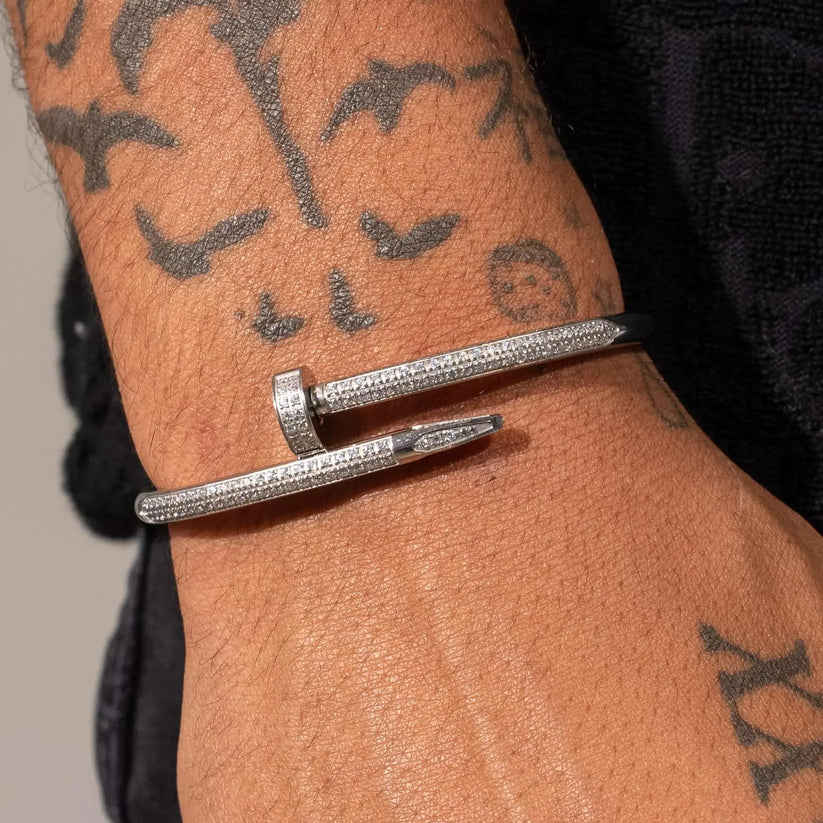 Miami Ice Iced Nail Bracelet - White Gold