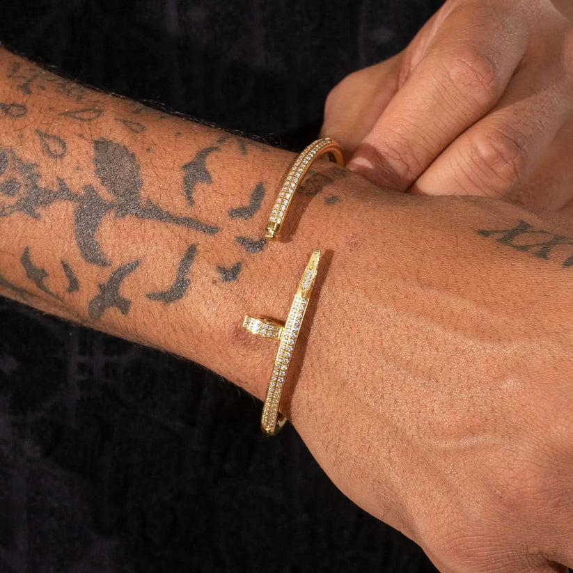 Miami Ice Iced Nail Bracelet - Gold