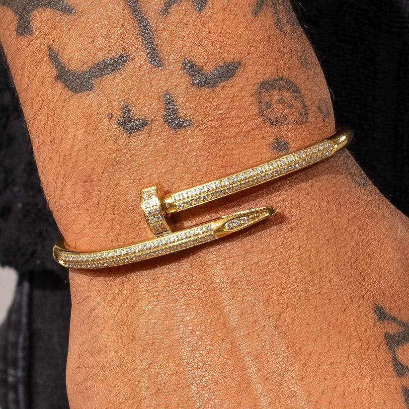 Miami Ice Iced Nail Bracelet - Gold