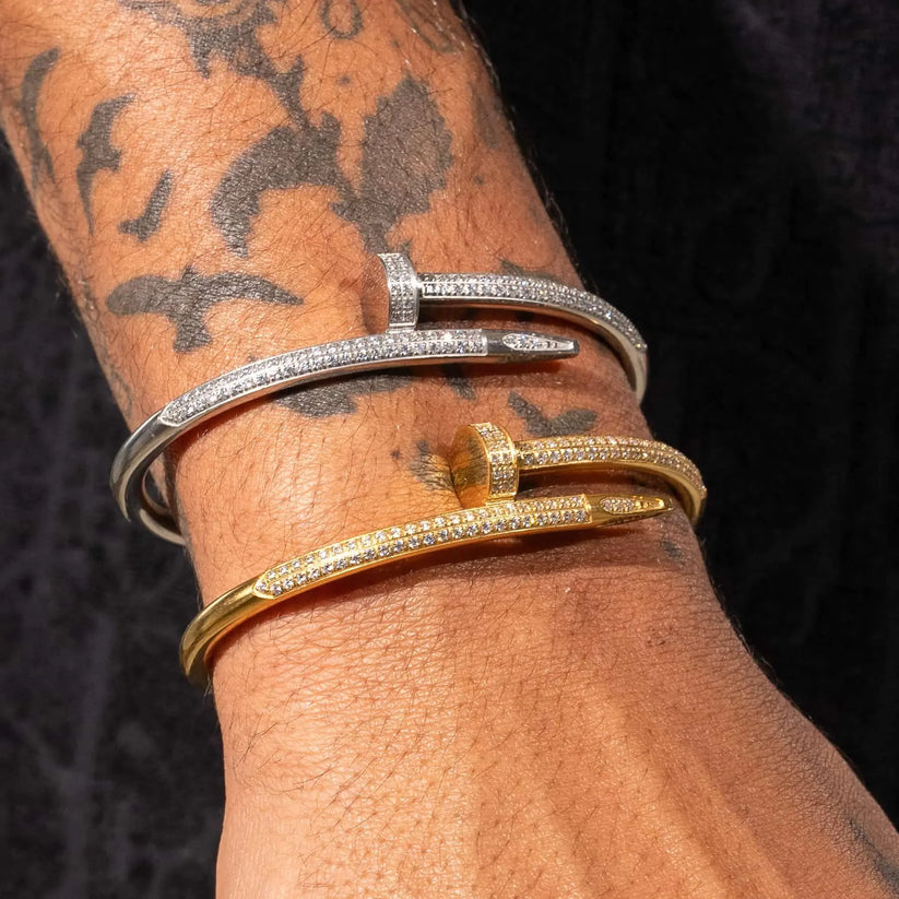Miami Ice Iced Nail Bracelet - Gold