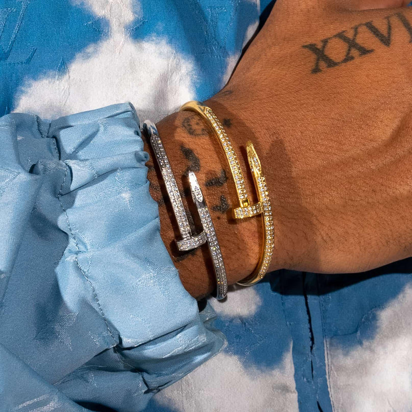 Miami Ice Iced Nail Bracelet - Gold