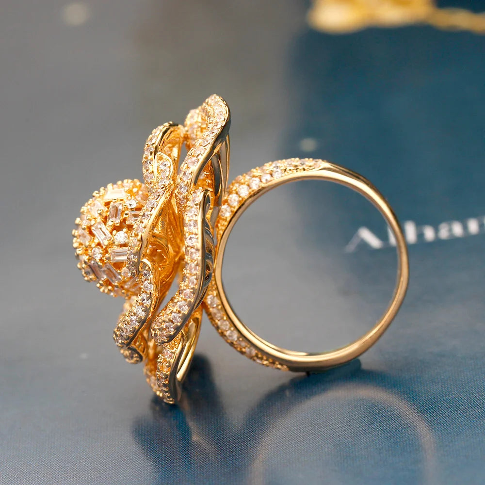 Miami Ice Rose Flower Iced Out Ring