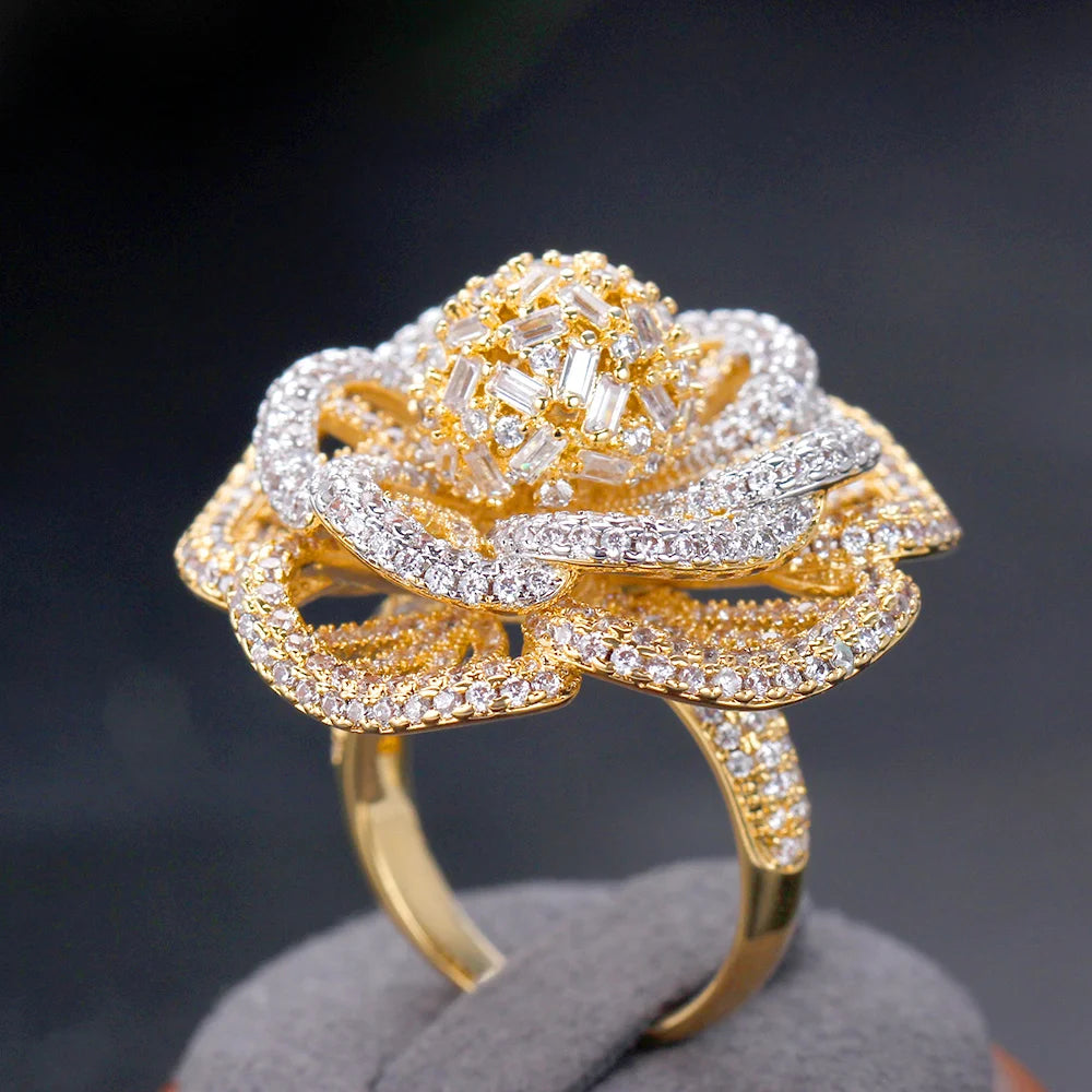 Miami Ice Rose Flower Iced Out Ring