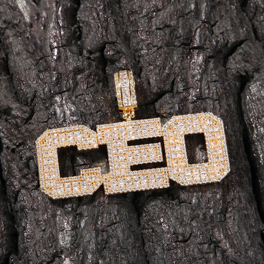 Miami Ice Baguette VVS Custom Letter Pendant - Gold