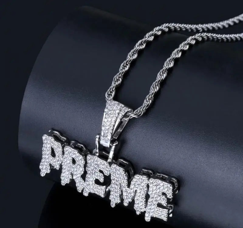 Hip Hop Ice Out Alphabet Savage Pendant Necklace