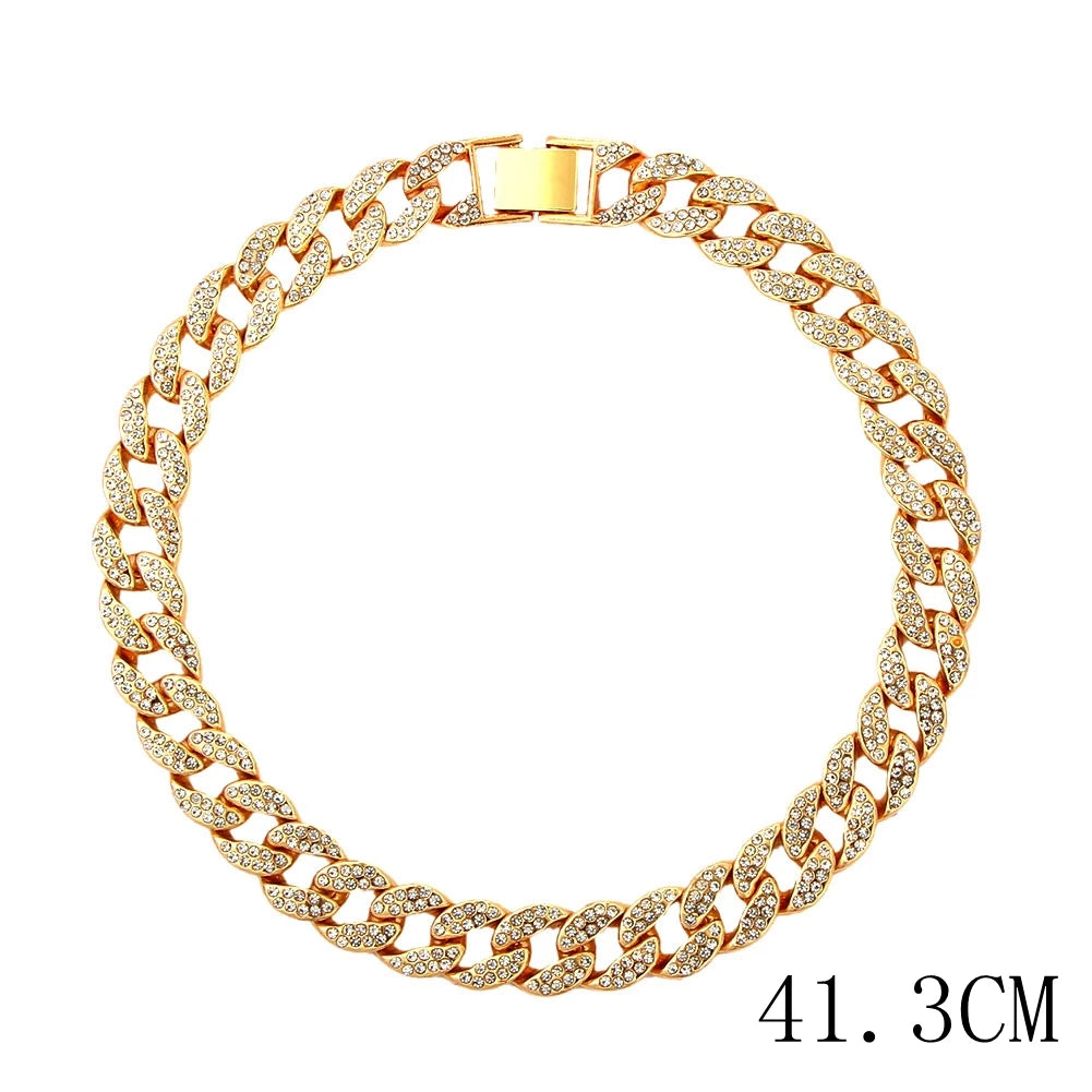 Miami Ice 12mm Iced Cuban Link Chain - Gold