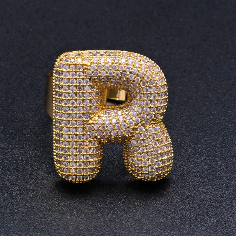 Miami Ice A-Z Initial Custom Letter Iced Out Ring
