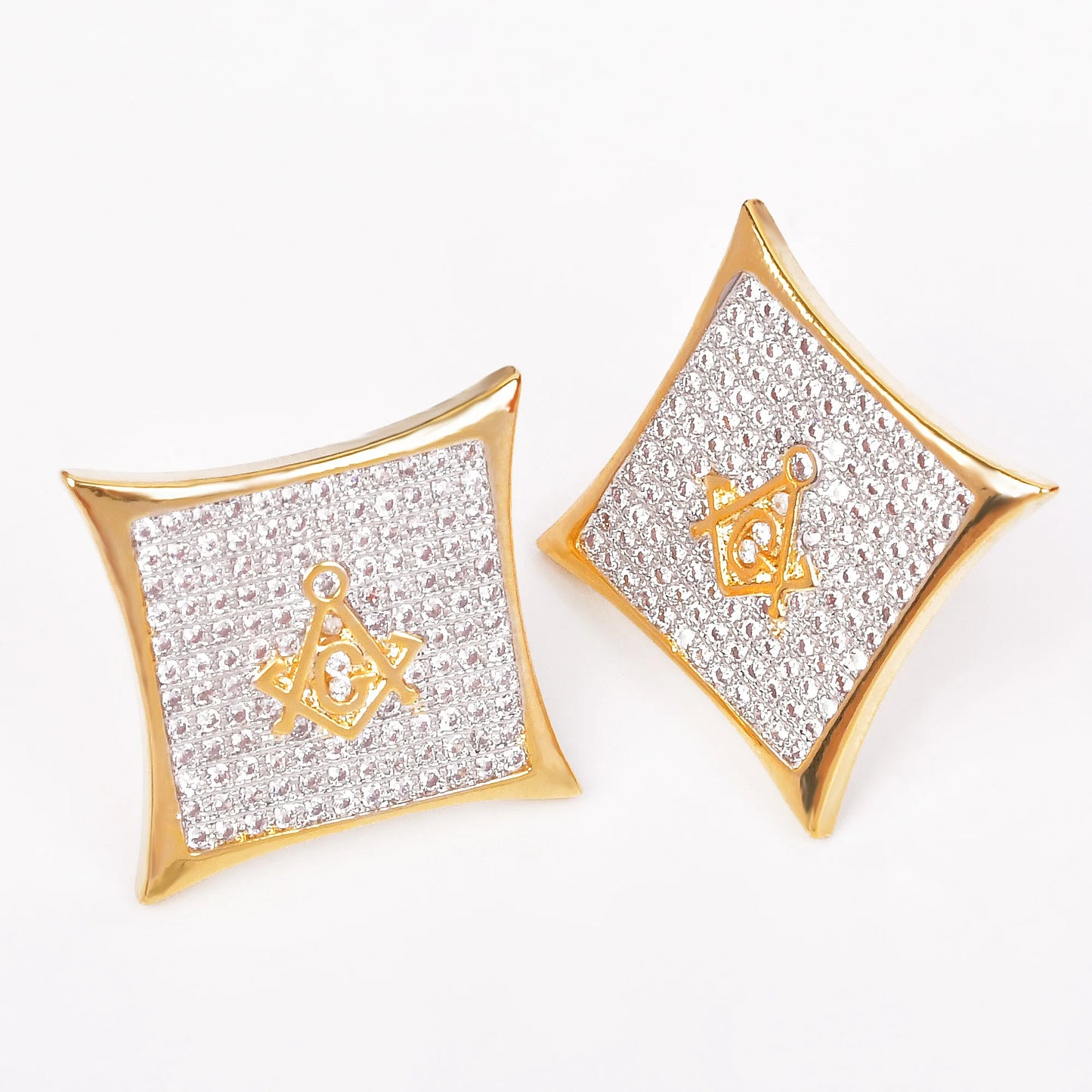 Miami Ice 12mm Sharp Cursive Iced Out Stud Earrings