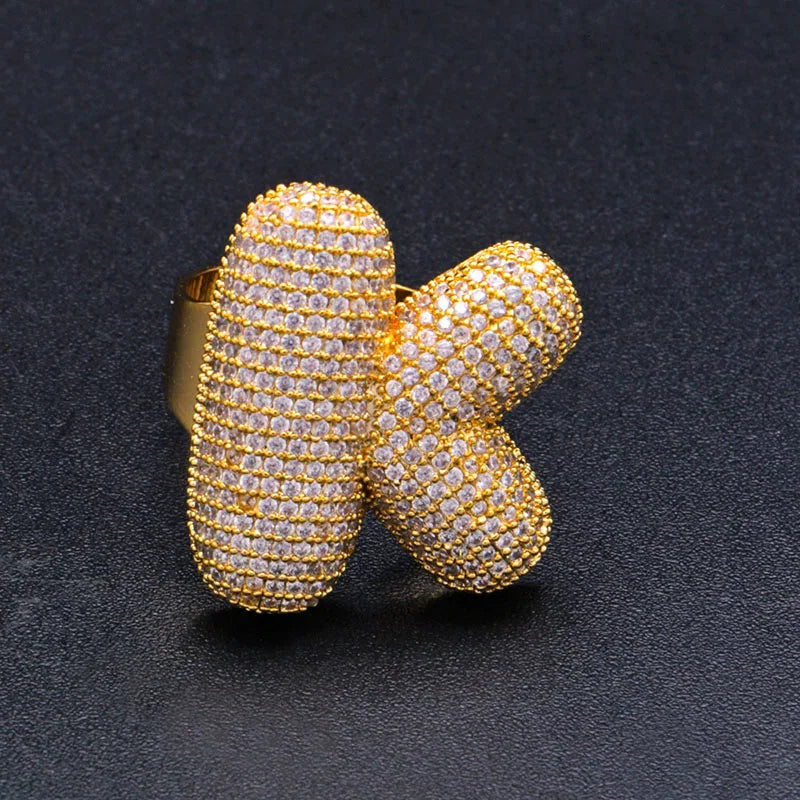 Miami Ice A-Z Initial Custom Letter Iced Out Ring