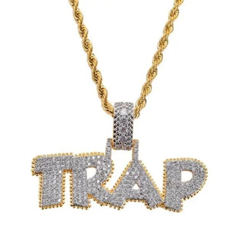 Hip Hop Ice Out Alphabet Savage Pendant Necklace