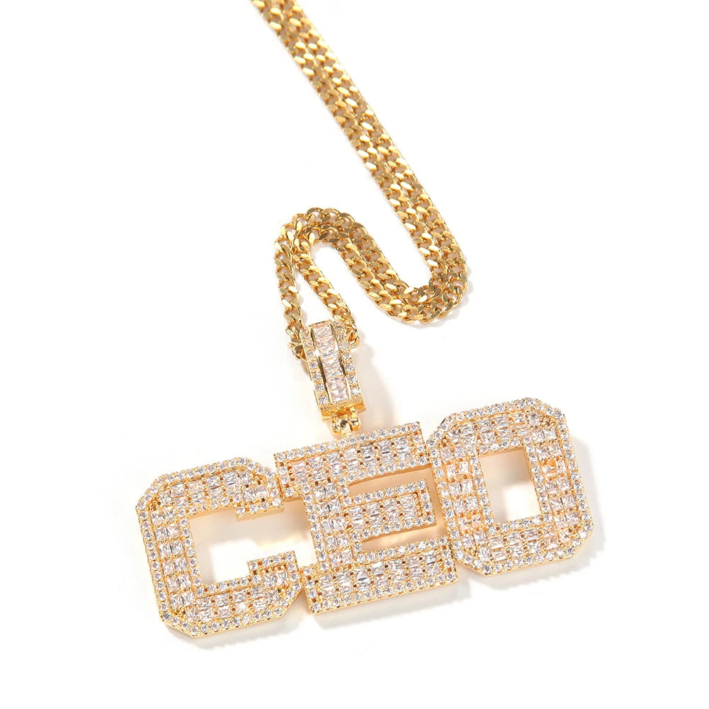 Miami Ice Baguette VVS Custom Letter Pendant - Gold