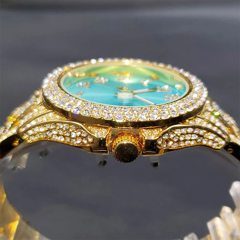 Miami Ice Men's Luxury Iced Out Watch & Bracelet Set