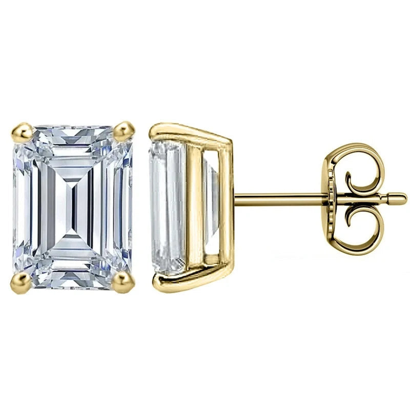 Miami Ice Vvs Baguette Stud Earrings 1.2 Ctw - Gold Vermeil