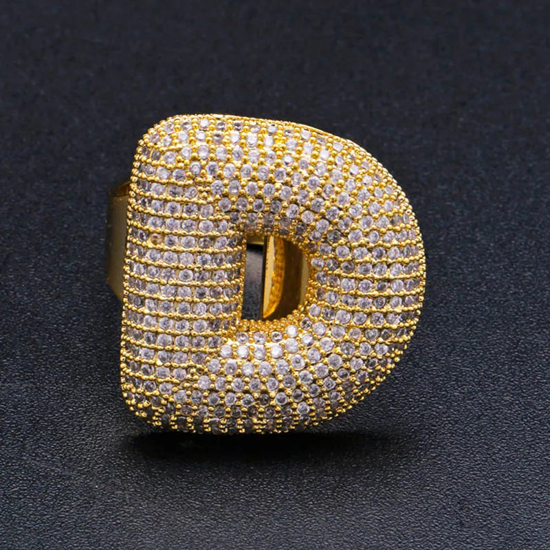 Miami Ice A-Z Initial Custom Letter Iced Out Ring