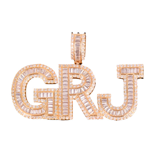 Miami Ice Custom Vvs Letter Pendant - White Gold