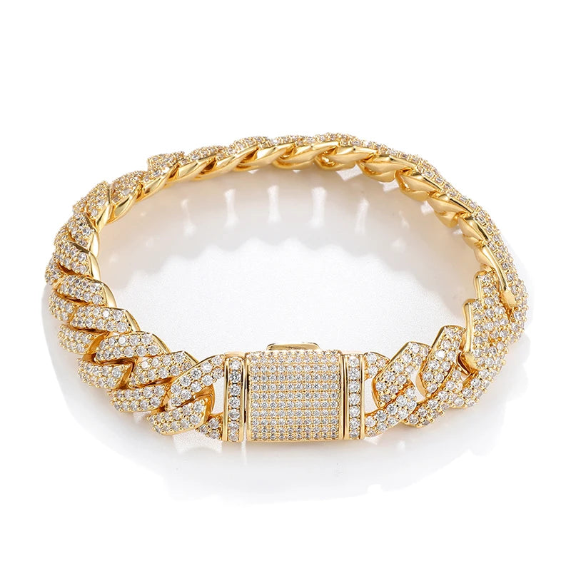 Miami Ice 14mm Iced Out Cuban Bracelet - Gold