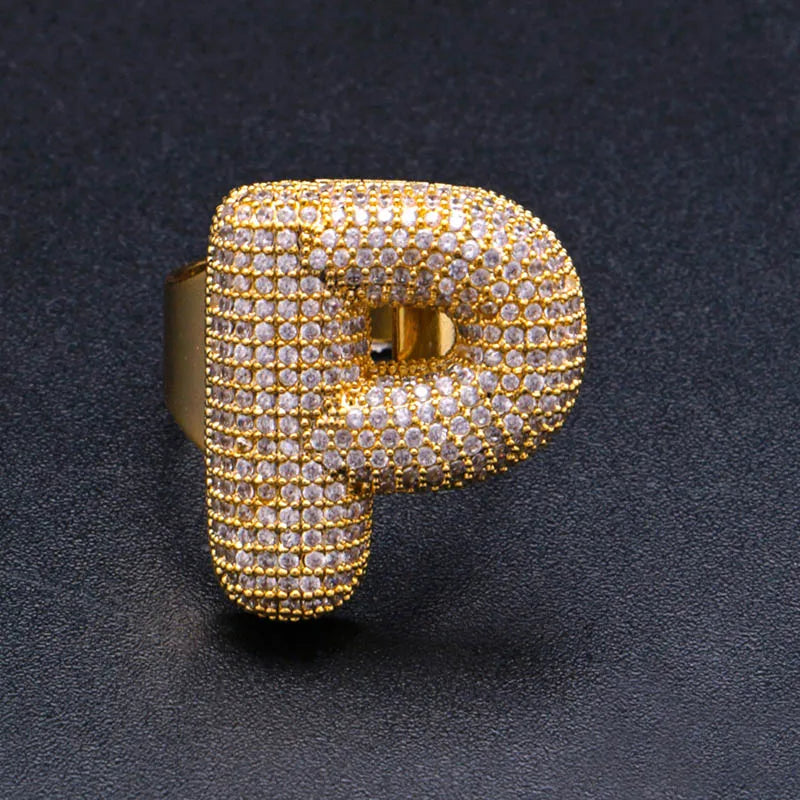 Miami Ice A-Z Initial Custom Letter Iced Out Ring