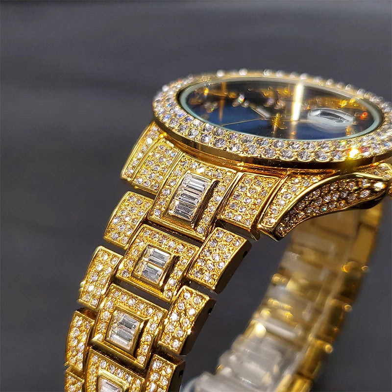 Miami Ice Men's Luxury Iced Out Watch & Bracelet Set