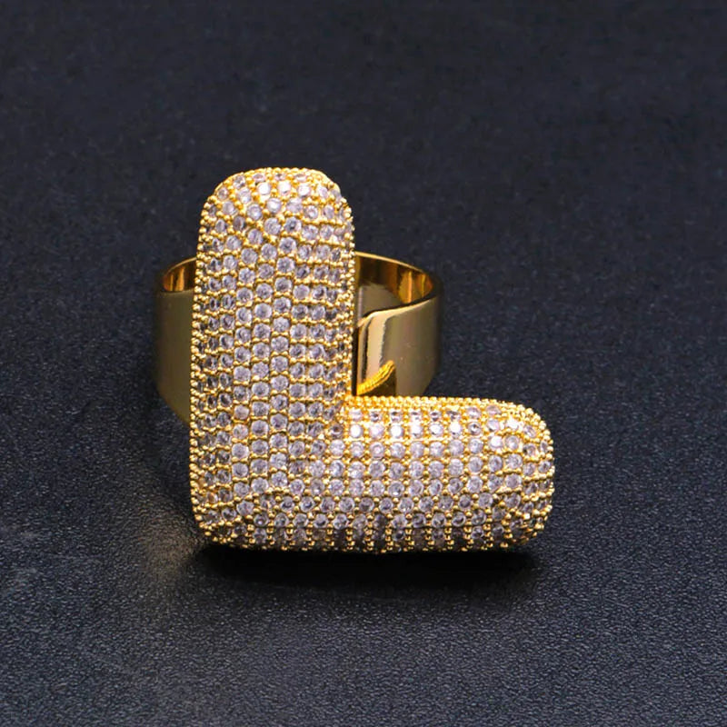 Miami Ice A-Z Initial Custom Letter Iced Out Ring
