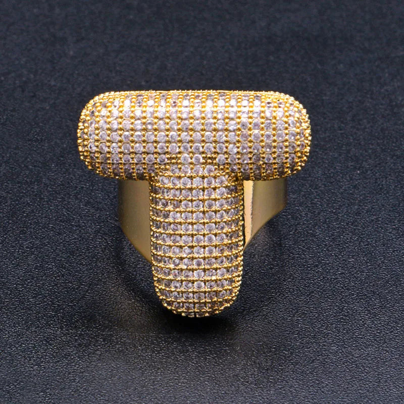 Miami Ice A-Z Initial Custom Letter Iced Out Ring