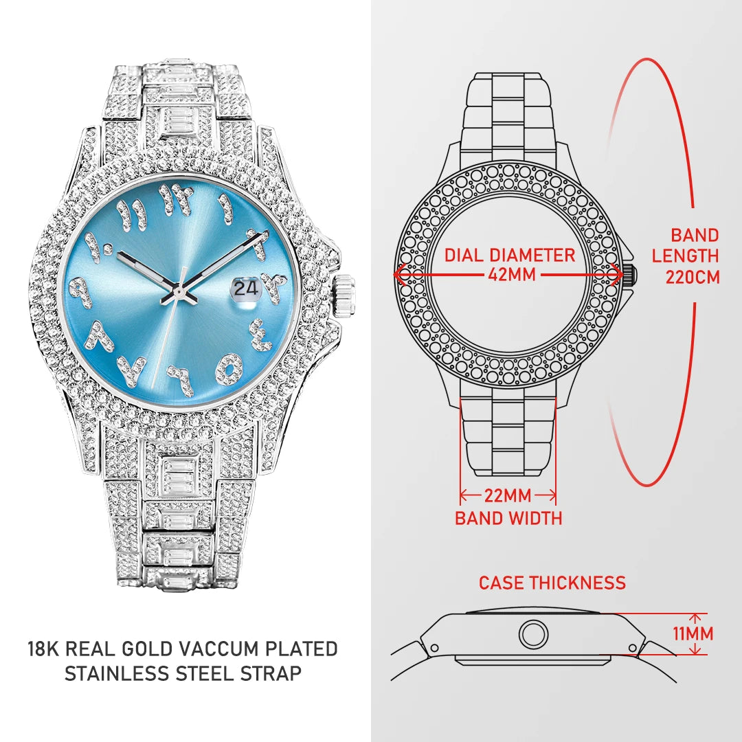 Miami Ice Presidential Arabic Dial Iced Out Watch
