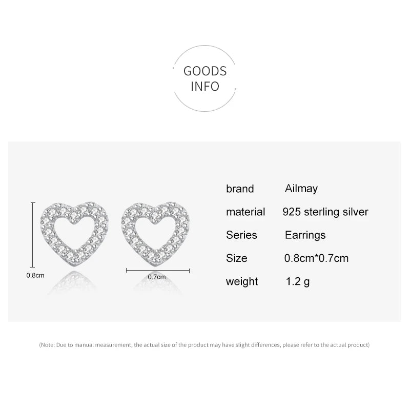 Miami Ice Outline Stud Heart Earring - White Gold