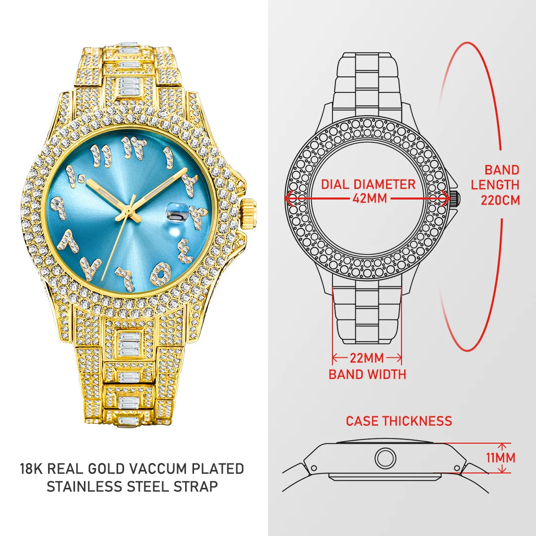 Miami Ice Men's Luxury Iced Out Watch & Bracelet Set
