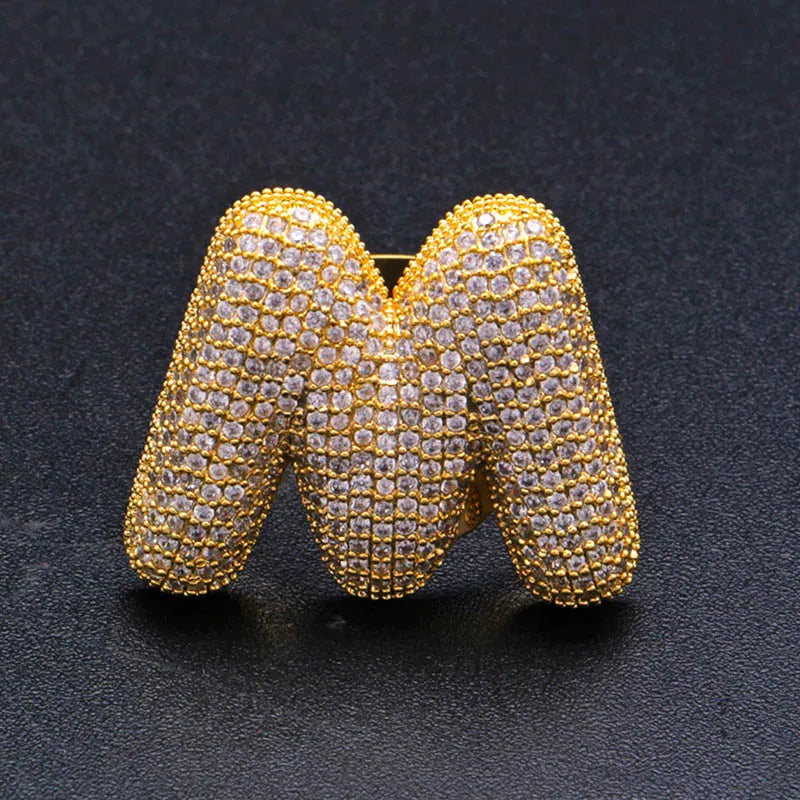Miami Ice A-Z Initial Custom Letter Iced Out Ring