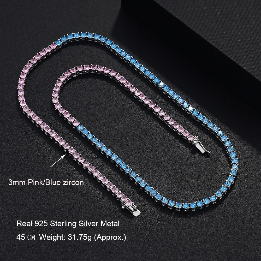 Miami Ice 5mm Tennis Chain Pink - Blue