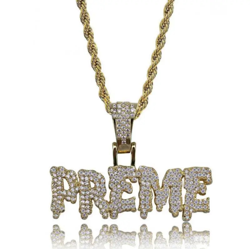 Hip Hop Ice Out Alphabet Savage Pendant Necklace