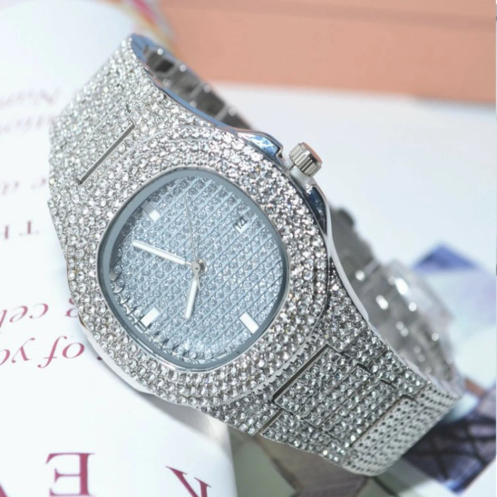 Miami Ice Men's Luxury Iced Out Watch & Bracelet Set