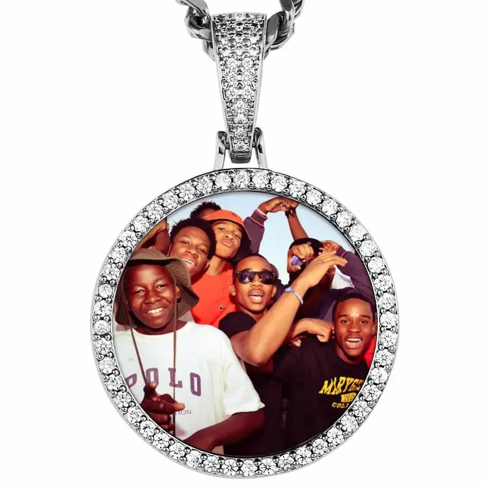 Miami Ice Vvs1 Custom Photo Pendant - White Gold