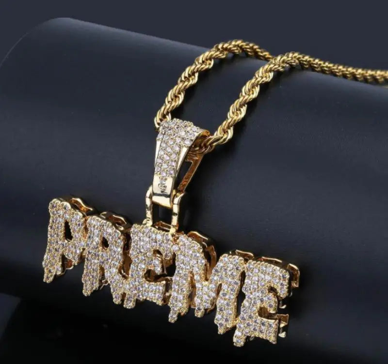 Hip Hop Ice Out Alphabet Savage Pendant Necklace