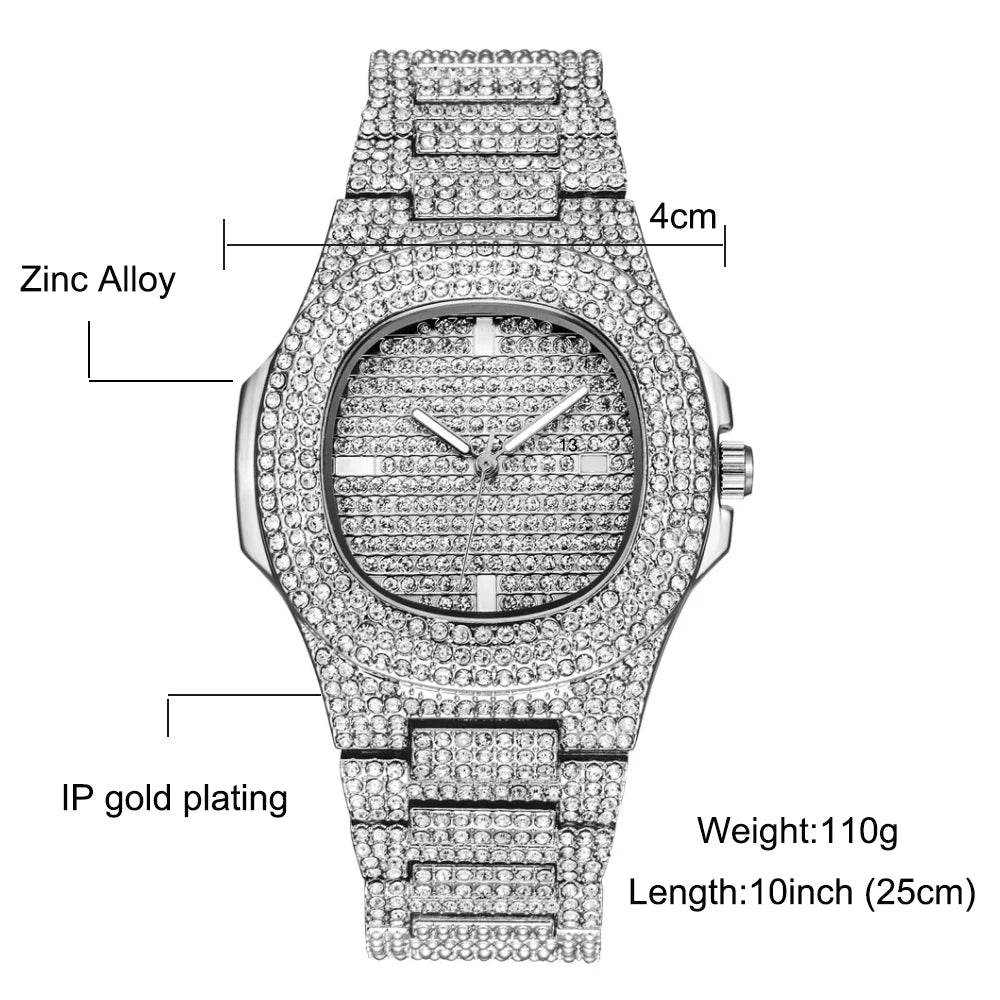 Miami Ice Men's Luxury Iced Out Watch & Bracelet Set