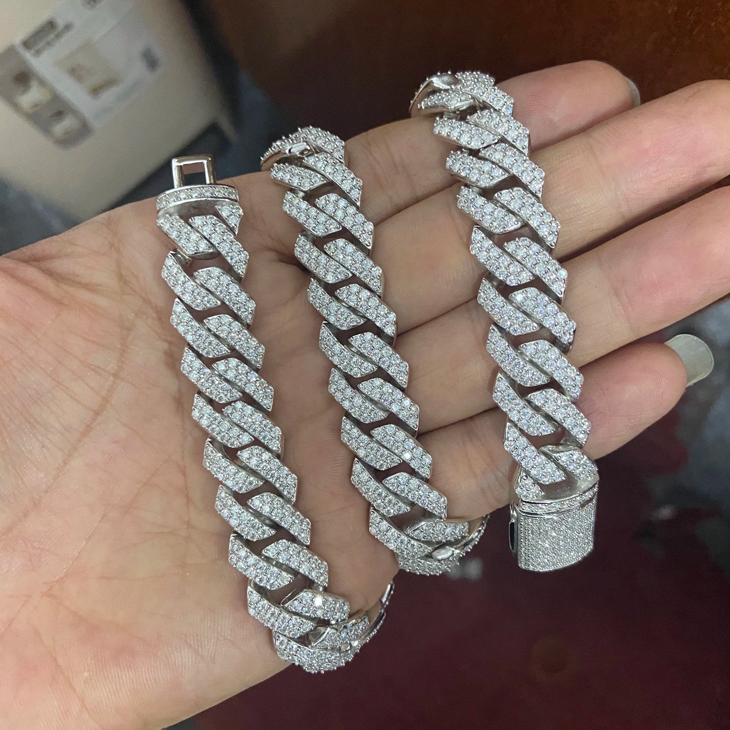 Miami Ice 15MM Moissanite Prong Cuban Link Chain