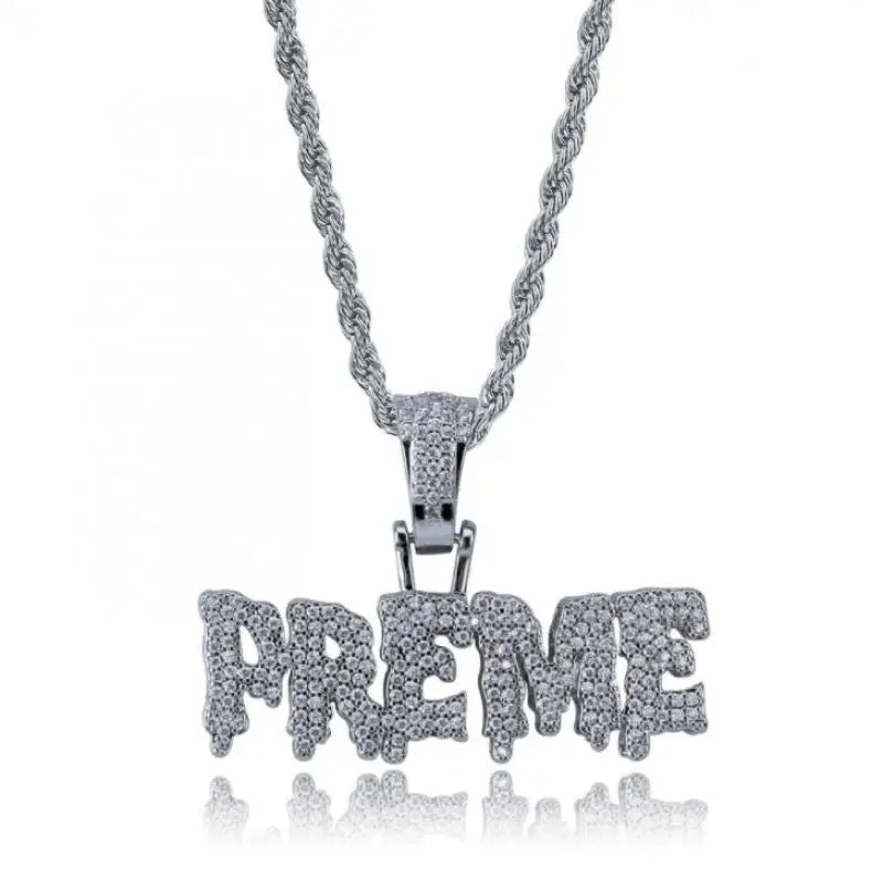 Hip Hop Ice Out Alphabet Savage Pendant Necklace