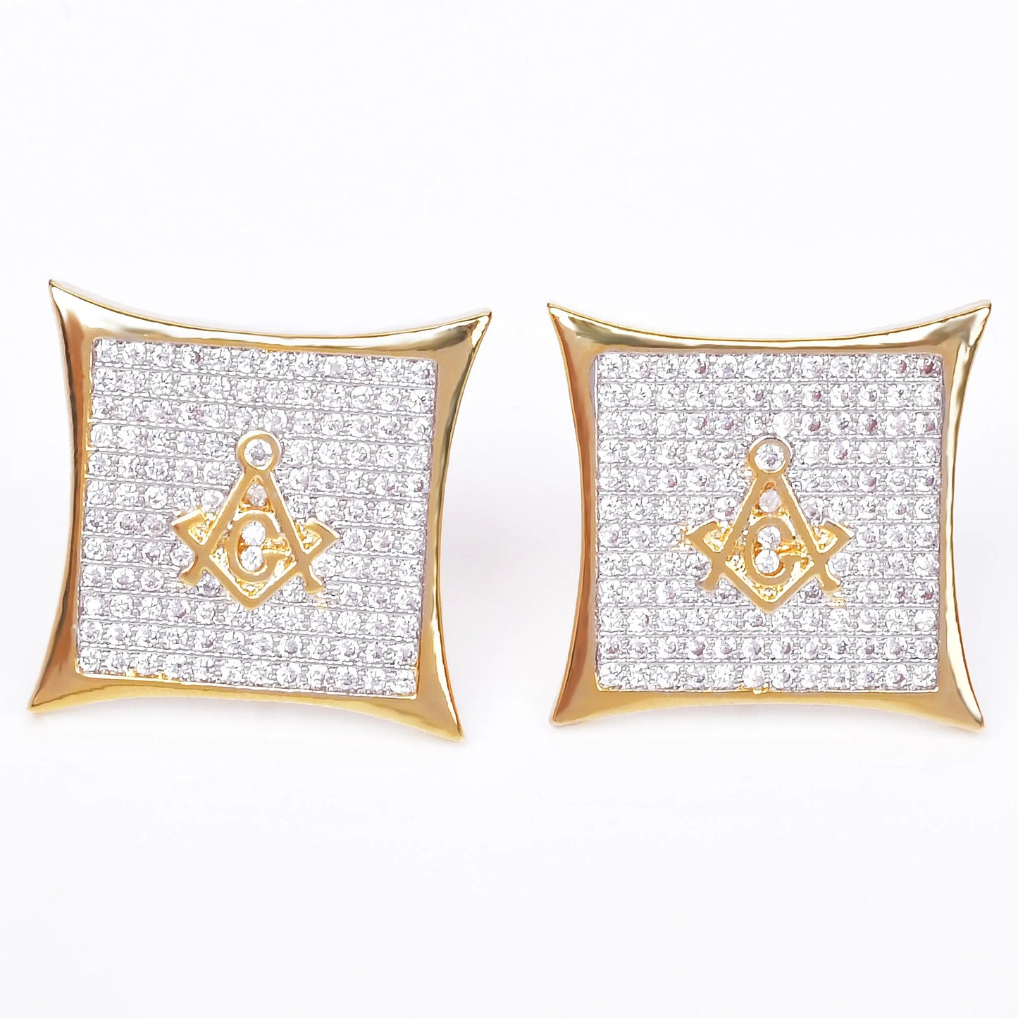 Miami Ice 12mm Sharp Cursive Iced Out Stud Earrings