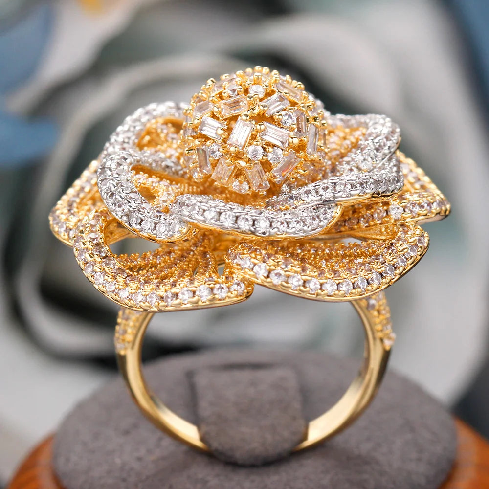 Miami Ice Rose Flower Iced Out Ring