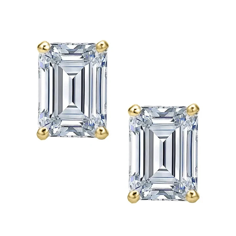 Miami Ice Vvs Baguette Stud Earrings 1.2 Ctw - Gold Vermeil